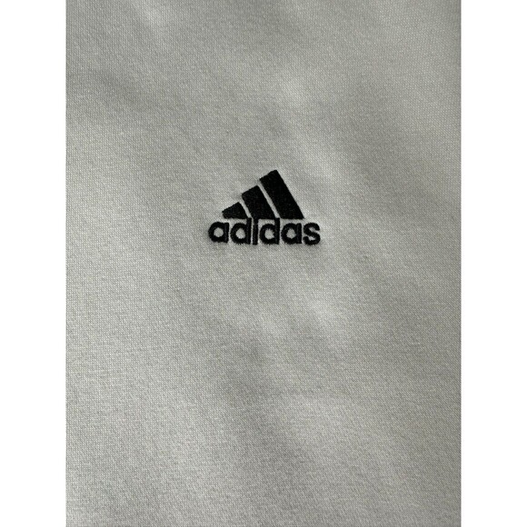 Adidas Three Stripes Crewneck Sweatshirt White Logo Fleece Pullover M Athleisure - Picture 6 of 12